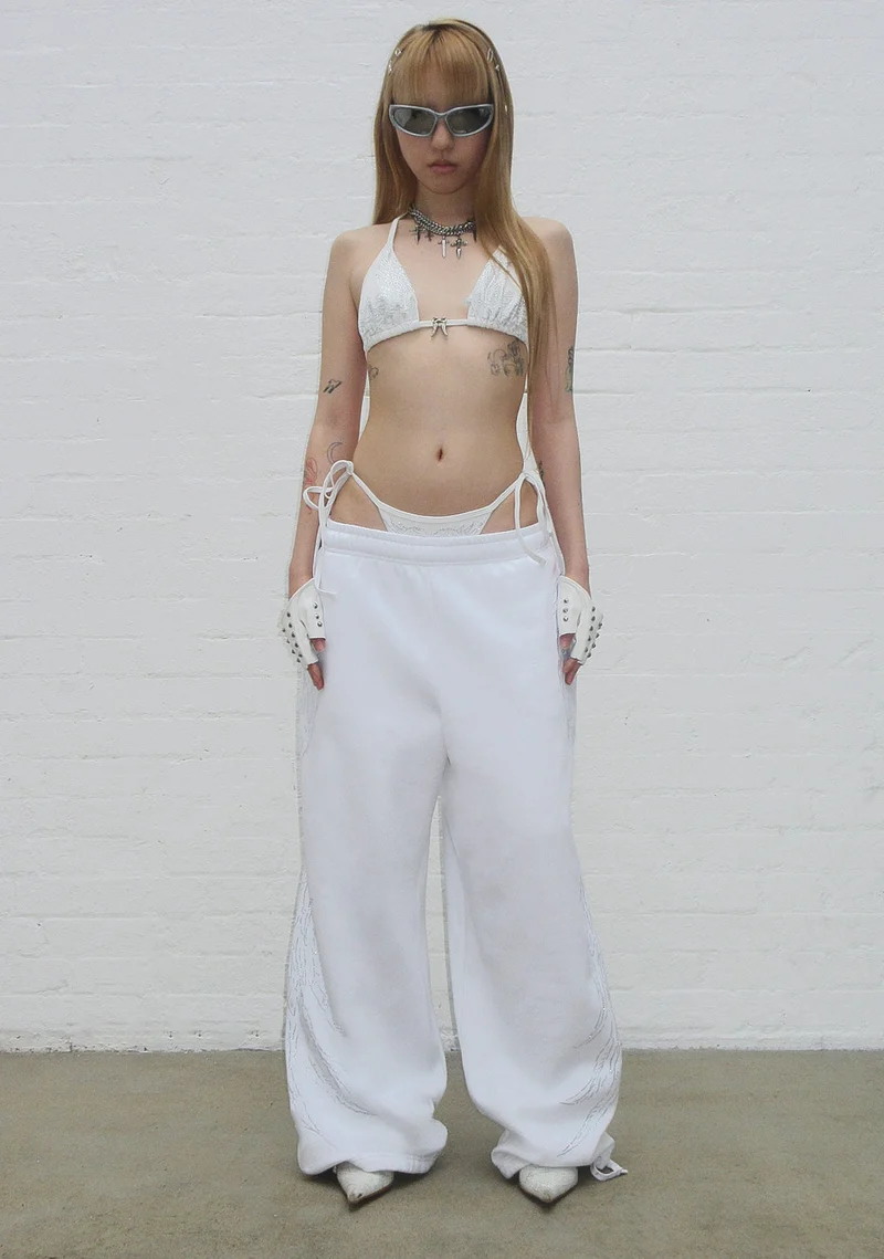FALLEN FAUX FUR RHINESTONE SET WHITE (DETACHABLE FUR) 