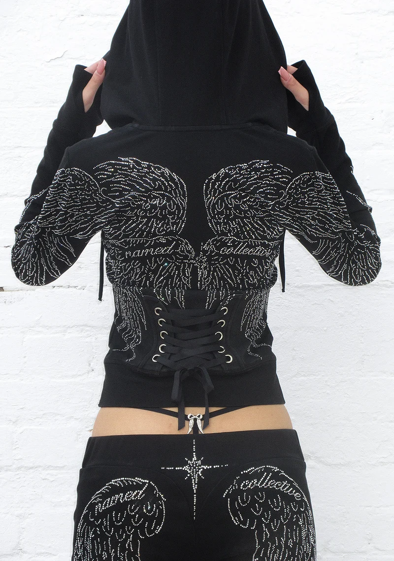 FALLEN RHINESTONE SCULPT STRETCH SET WASHED BLACK