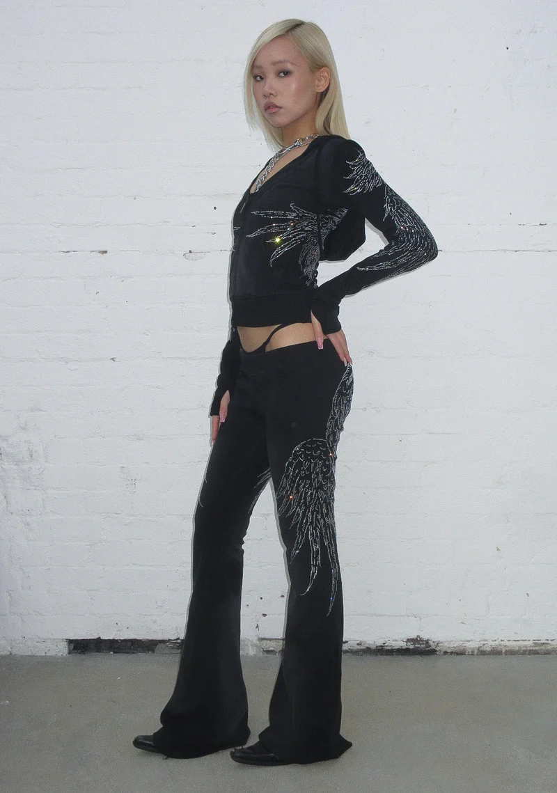 FALLEN RHINESTONE SCULPT STRETCH SET WASHED BLACK