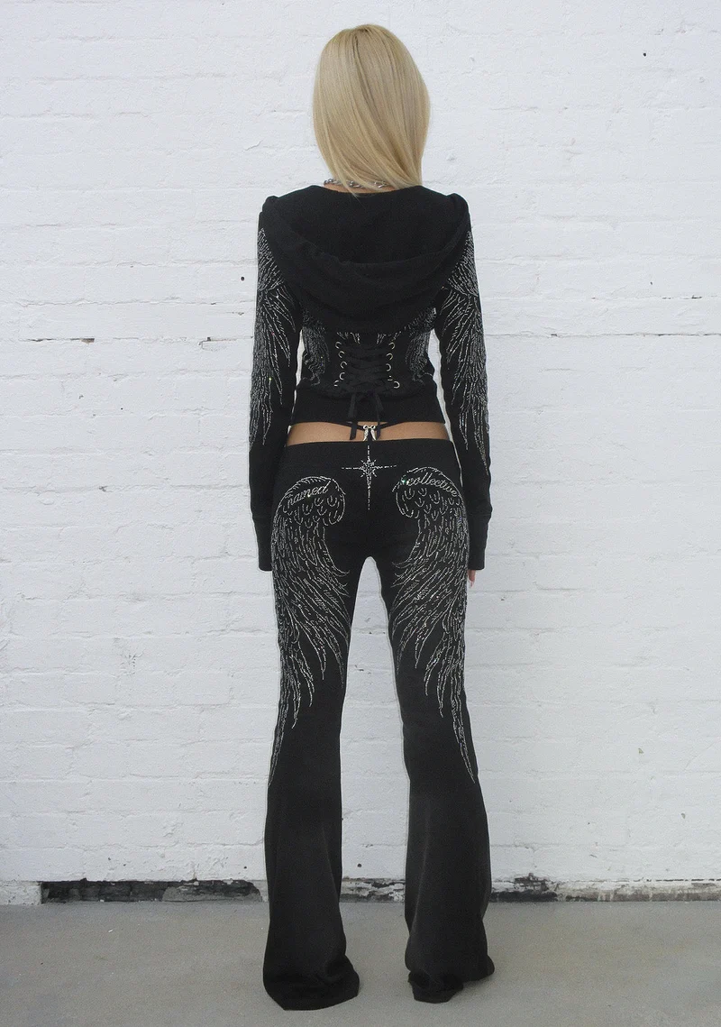 FALLEN RHINESTONE SCULPT STRETCH SET WASHED BLACK