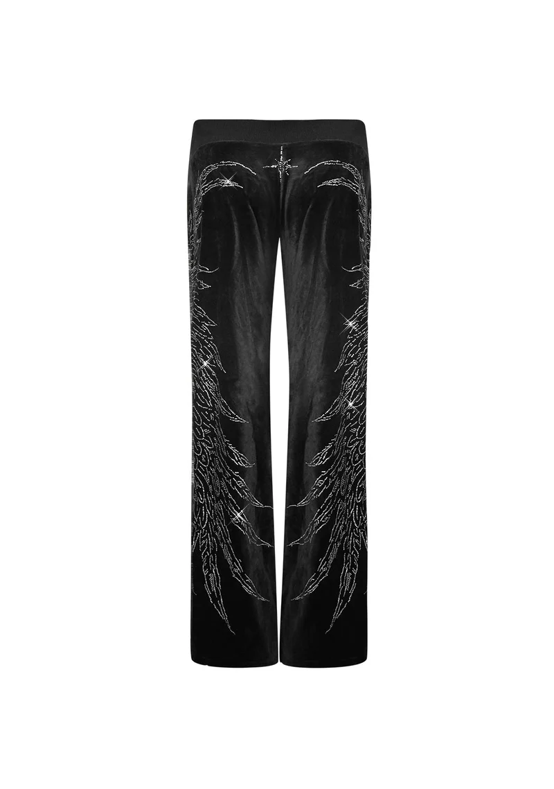 FALLEN RHINESTONE VELOUR SET BLACK