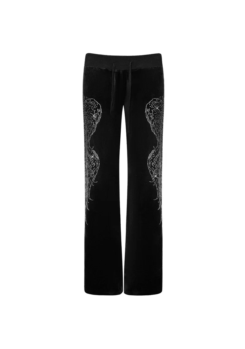 FALLEN RHINESTONE VELOUR SET BLACK