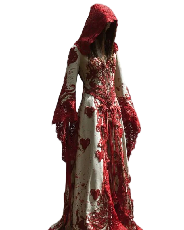 Halloween Contrasting Lace Patchwork Embroidered Evening Dress 46b9