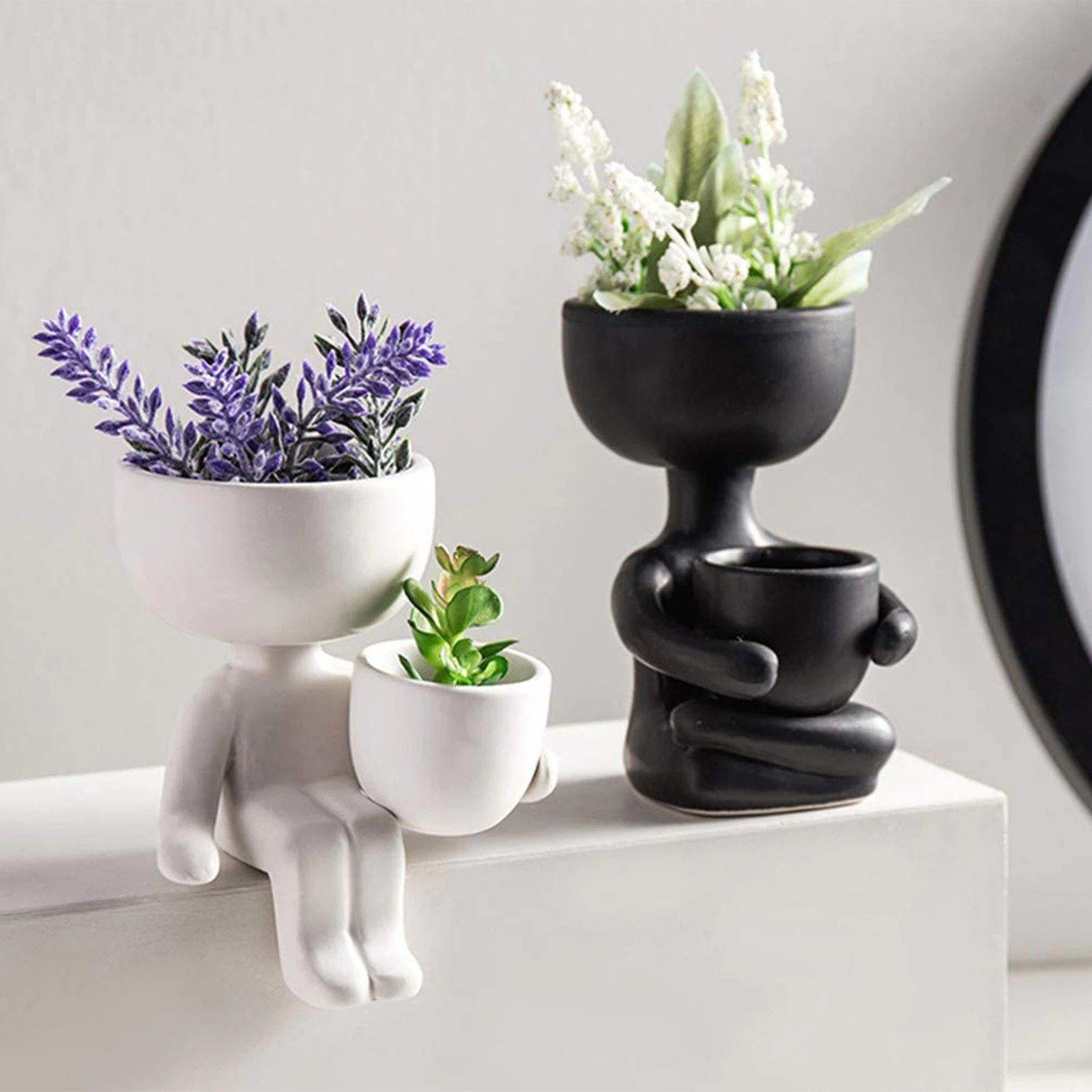 Petite Person Clay Succulent Planter