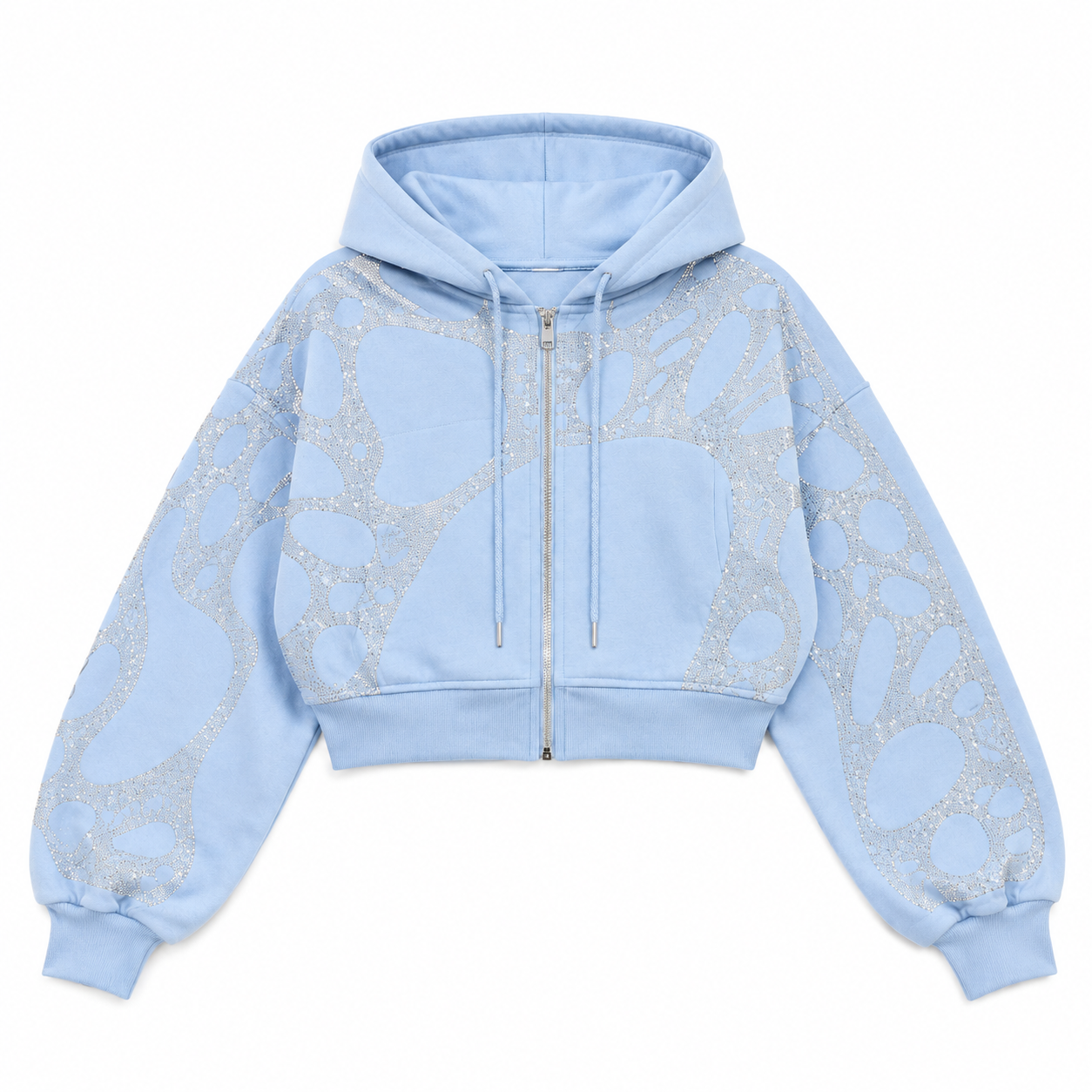 Ascent Blue Rhinestone Cropped Hoodie