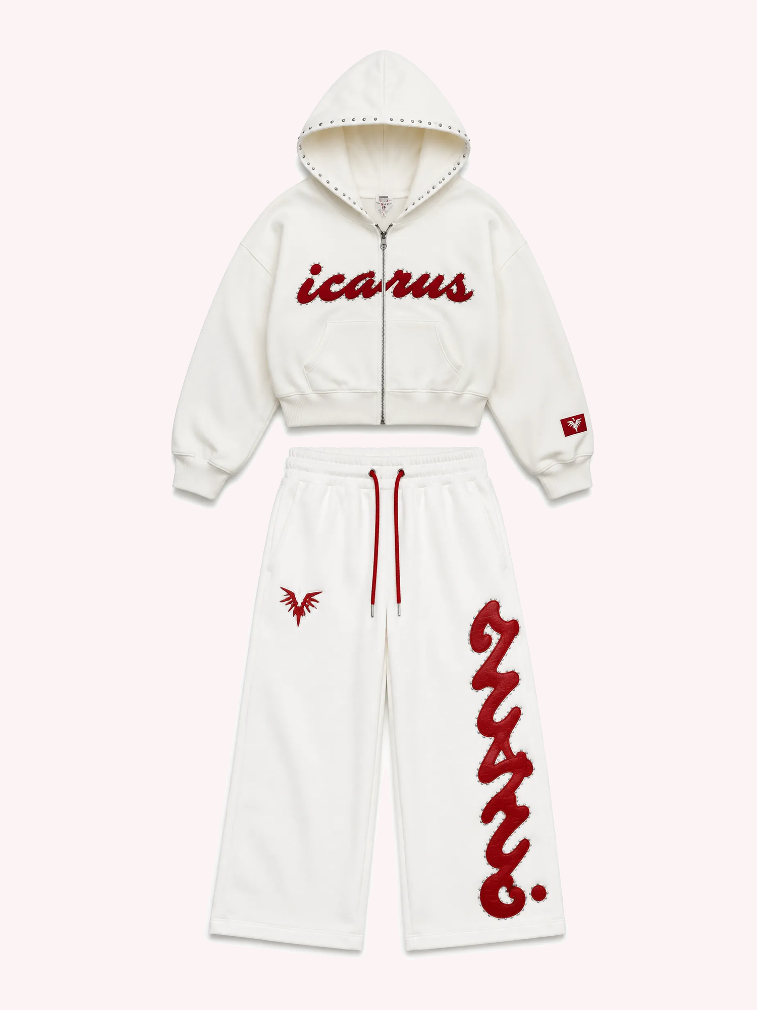[Copy]Red Crocodile Studded Zip-Up Hoodie