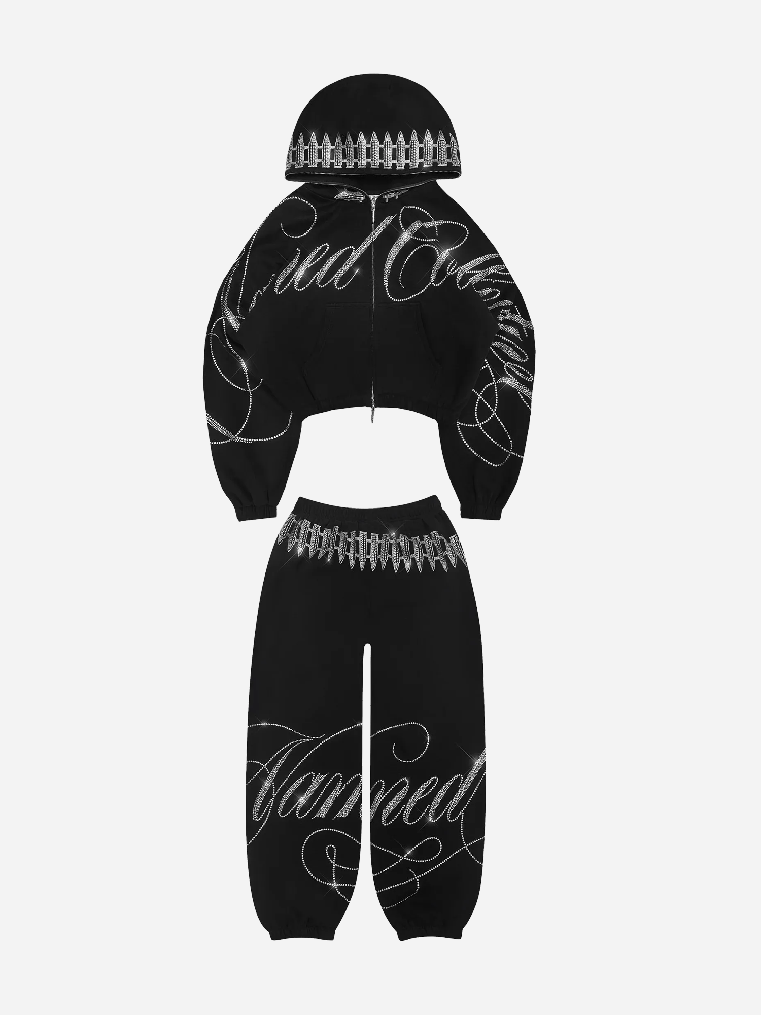 ENEMY RHINESTONE CROP SET BLACK