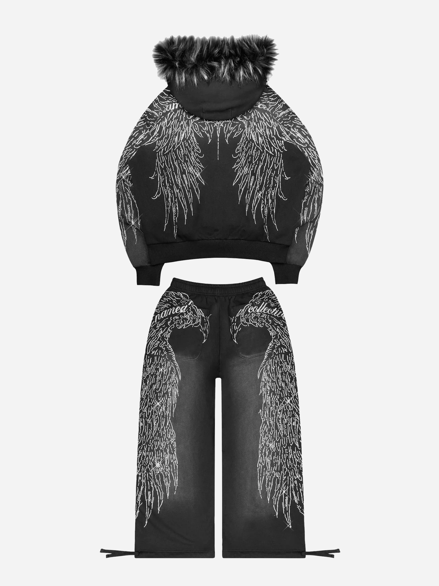 FALLEN FAUX FUR RHINESTONE SET