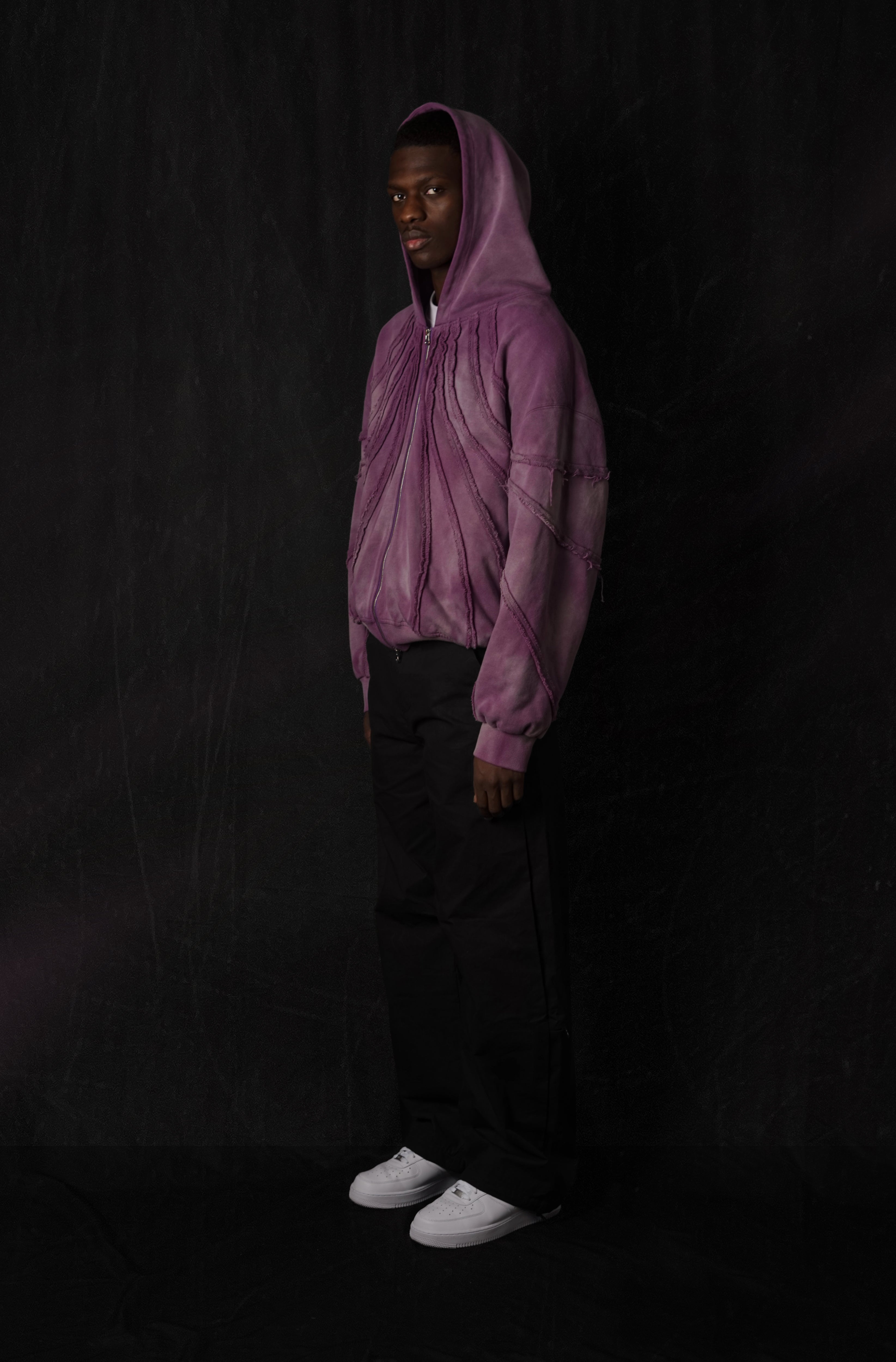 Fray Hoodie - Washed Purple