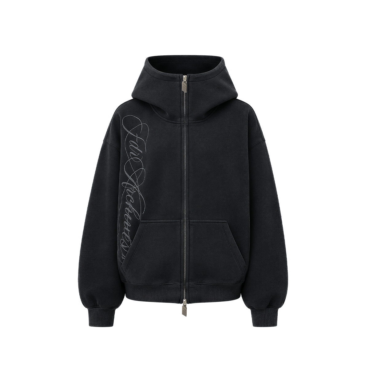 Washed Embroidery Zip Hoodie