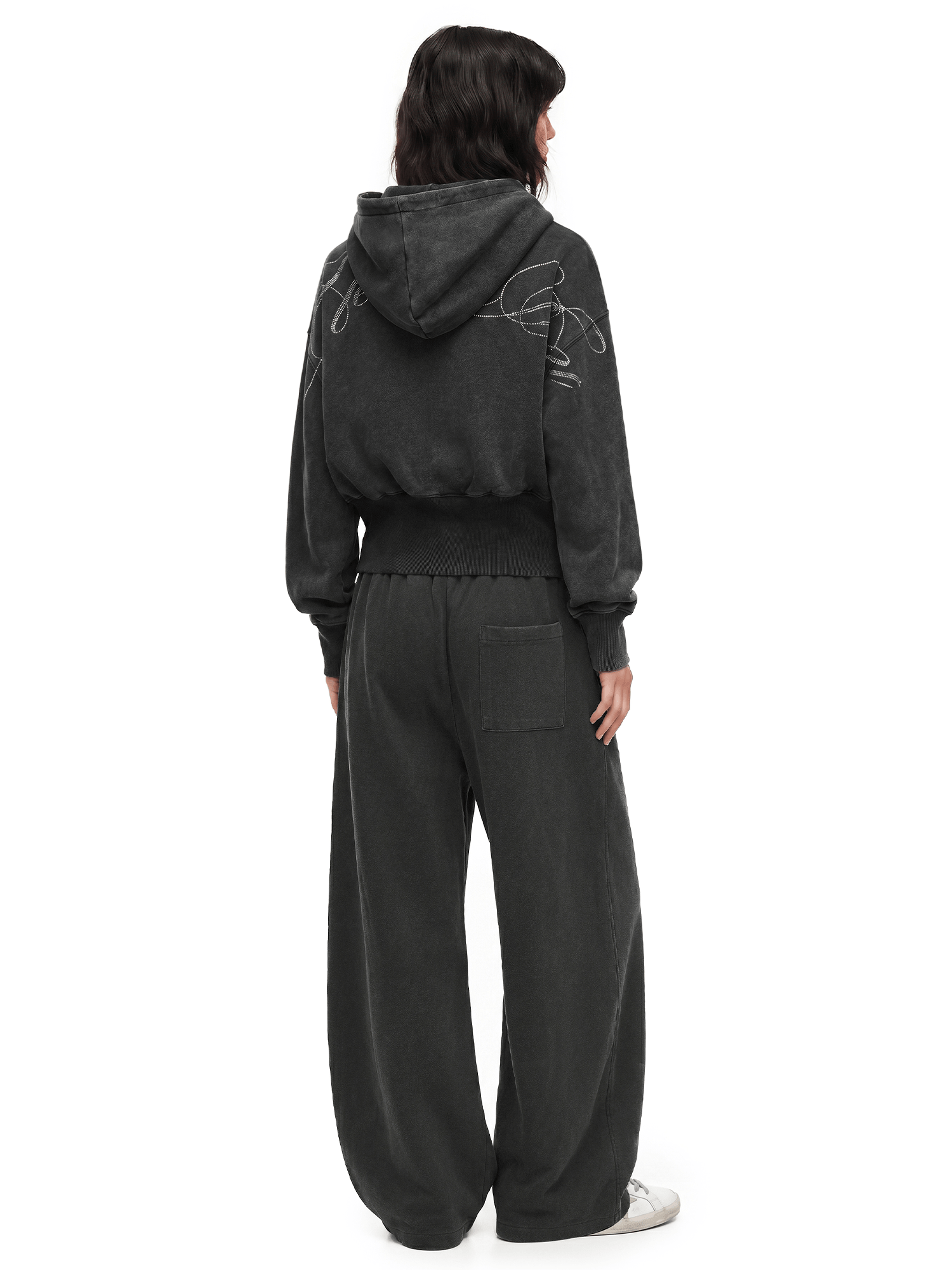 Washed Graphic Crop Hoodie