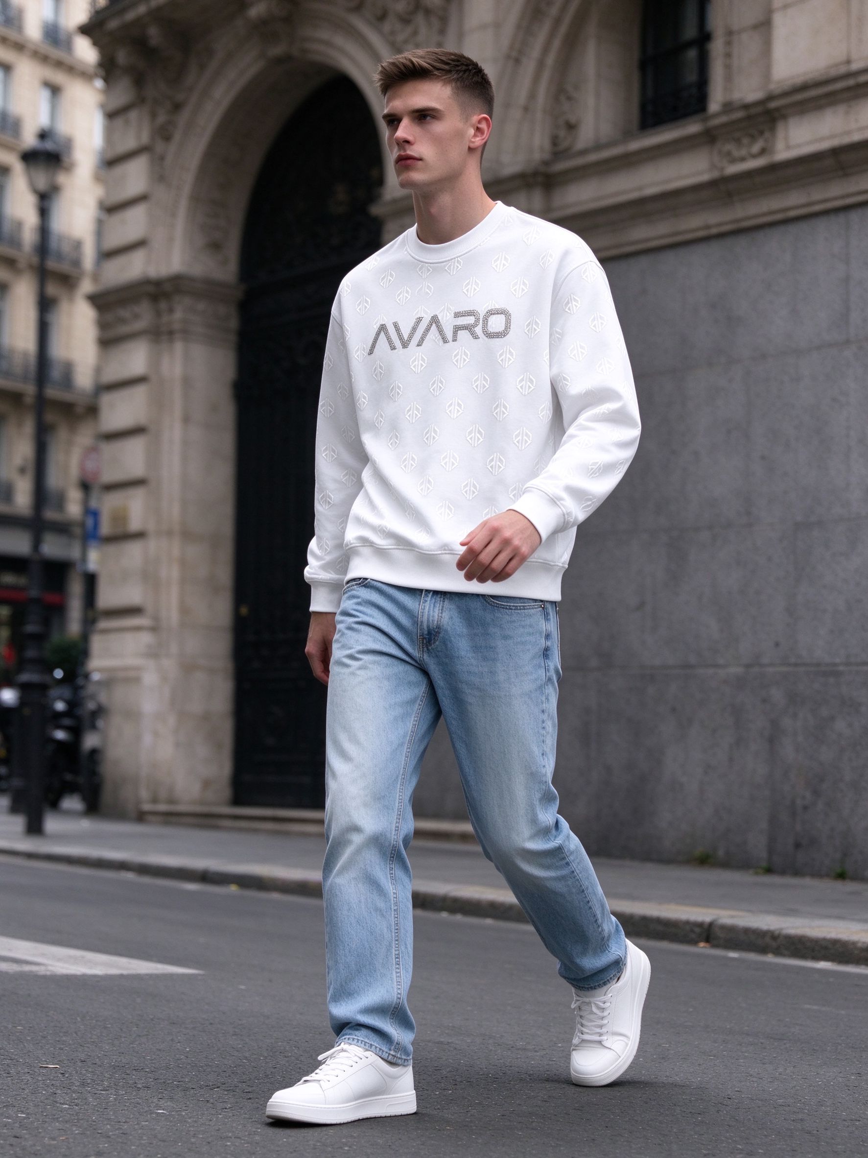 Rhinestone Crewneck White - 5
