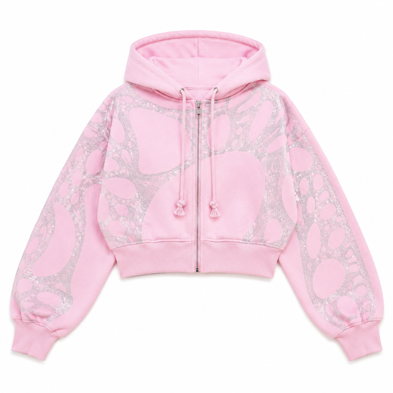 Ascent Pink Rhinestone Cropped Hoodie