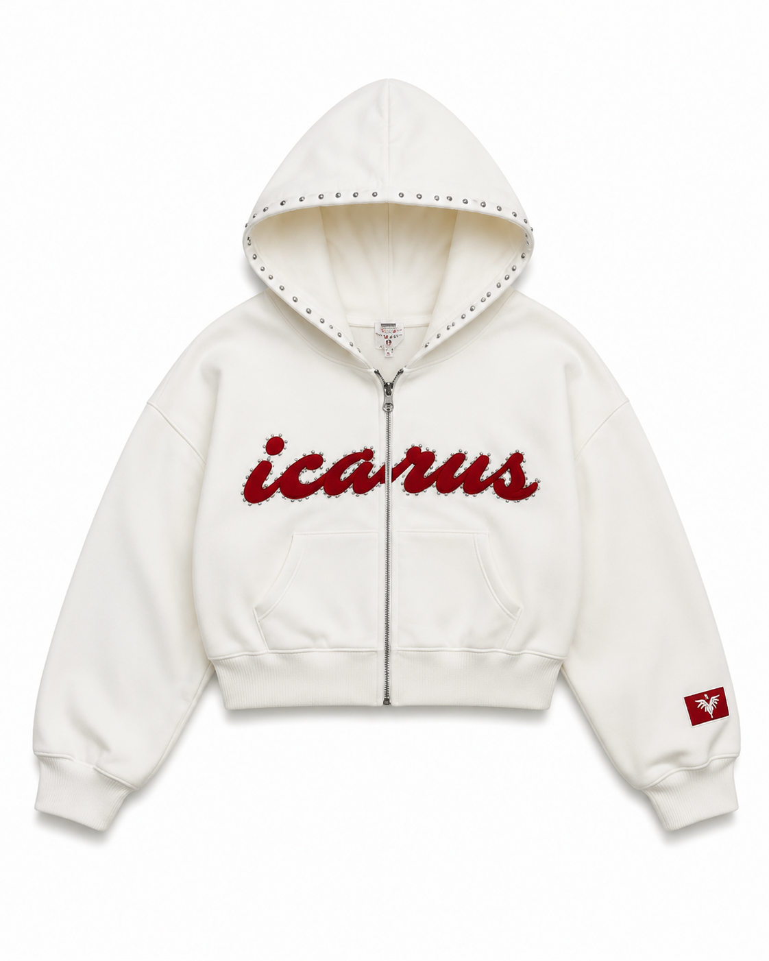 Red Crocodile Studded Zip-Up Hoodie
