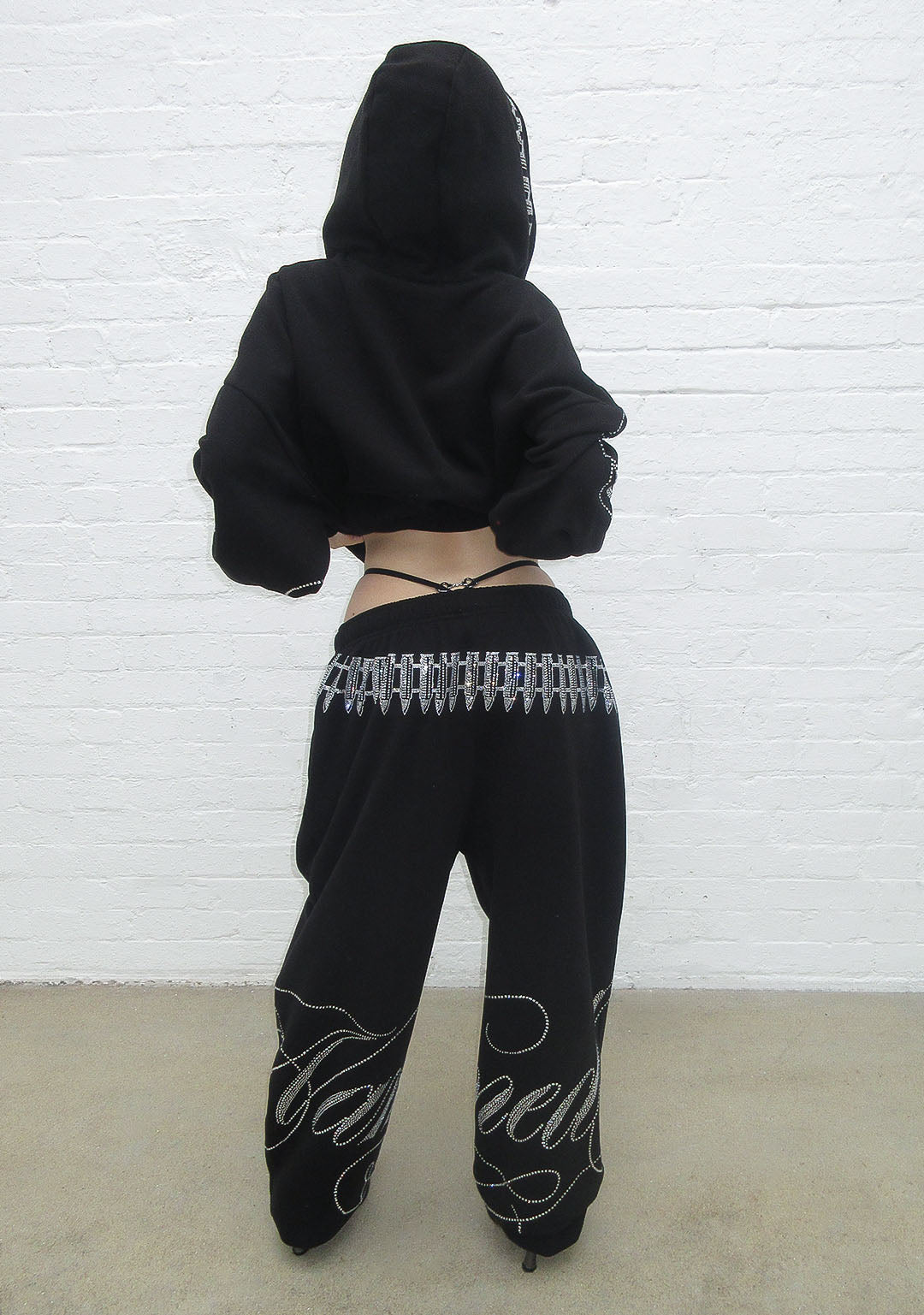 ENEMY RHINESTONE CROP SET BLACK