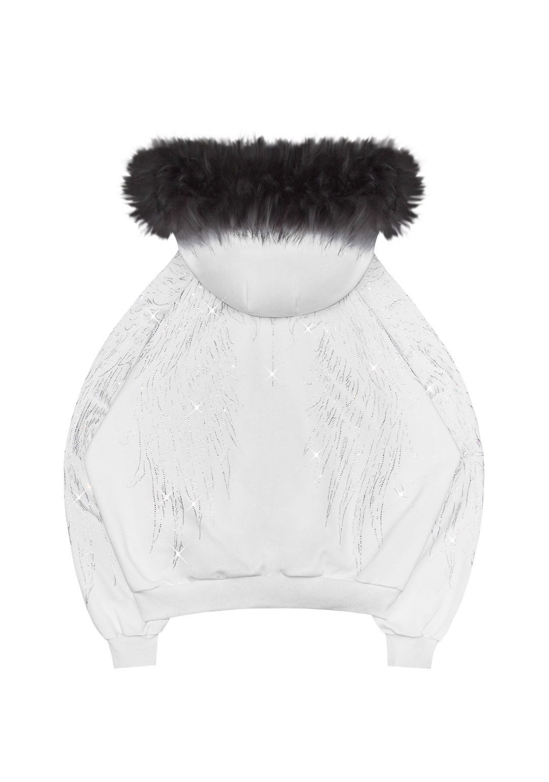 FALLEN FAUX FUR RHINESTONE SET WHITE (DETACHABLE FUR)