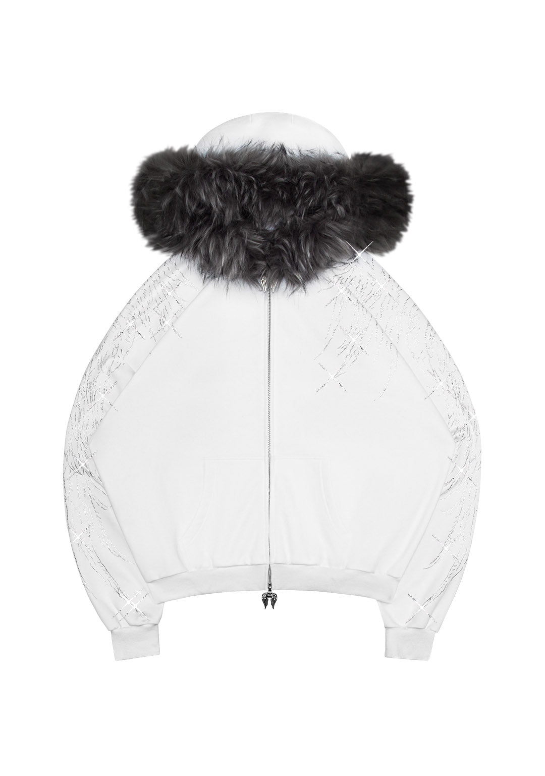 FALLEN FAUX FUR RHINESTONE SET WHITE (DETACHABLE FUR)