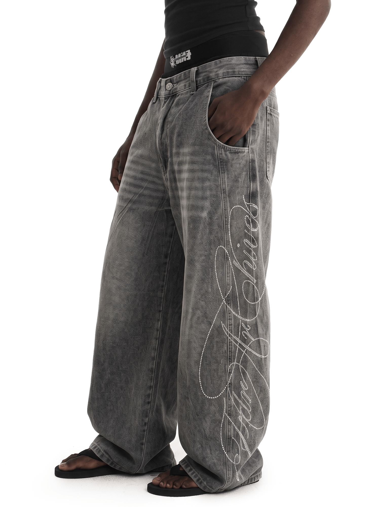 Vintage Rhinestone Baggy Denim
