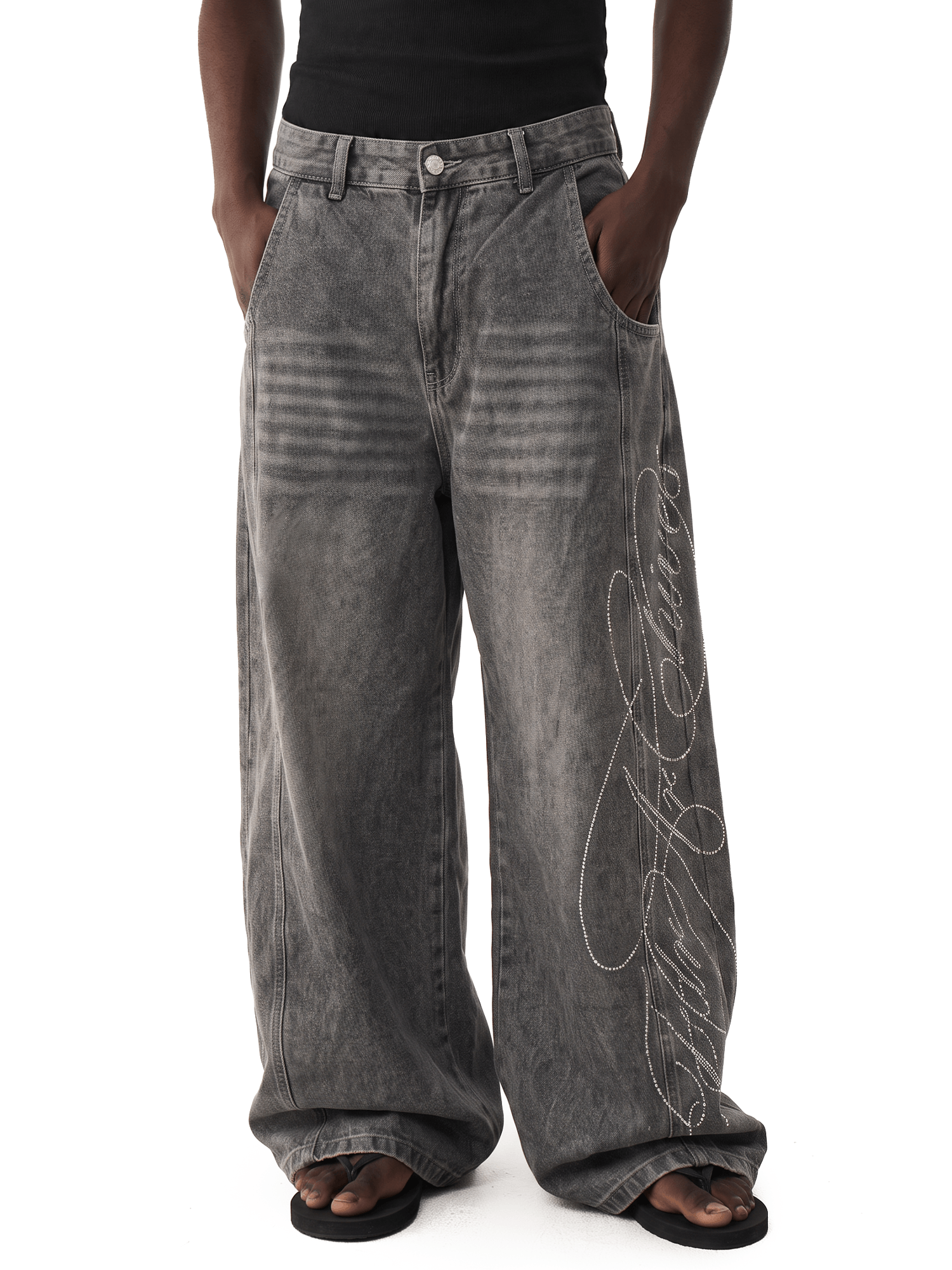 Vintage Rhinestone Baggy Denim