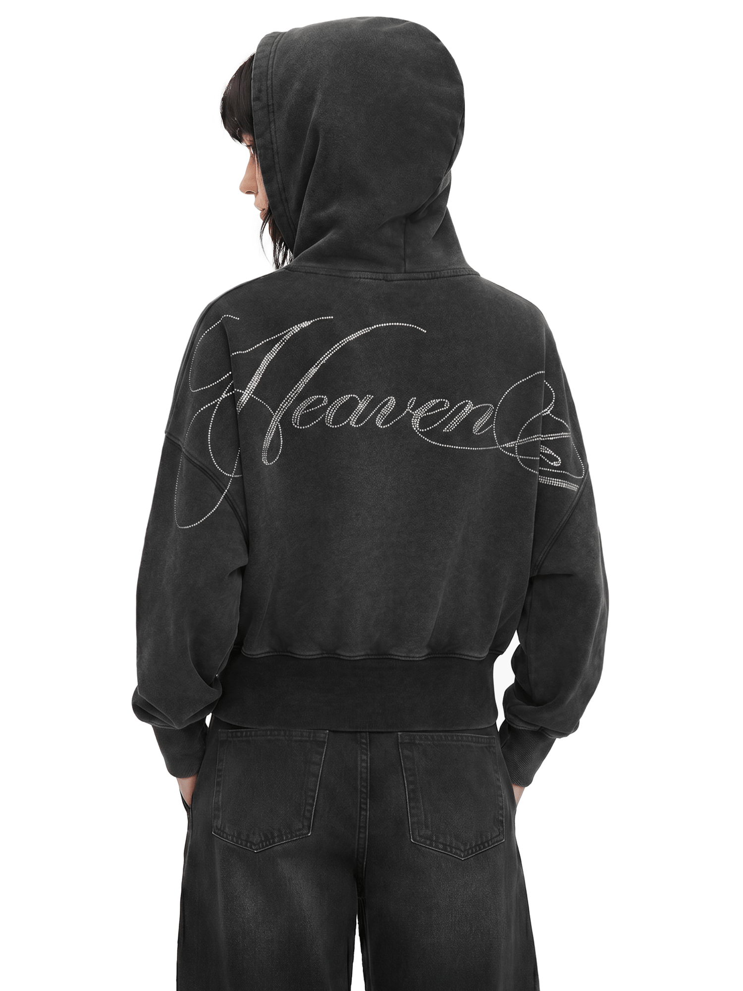 Washed Graphic Crop Hoodie