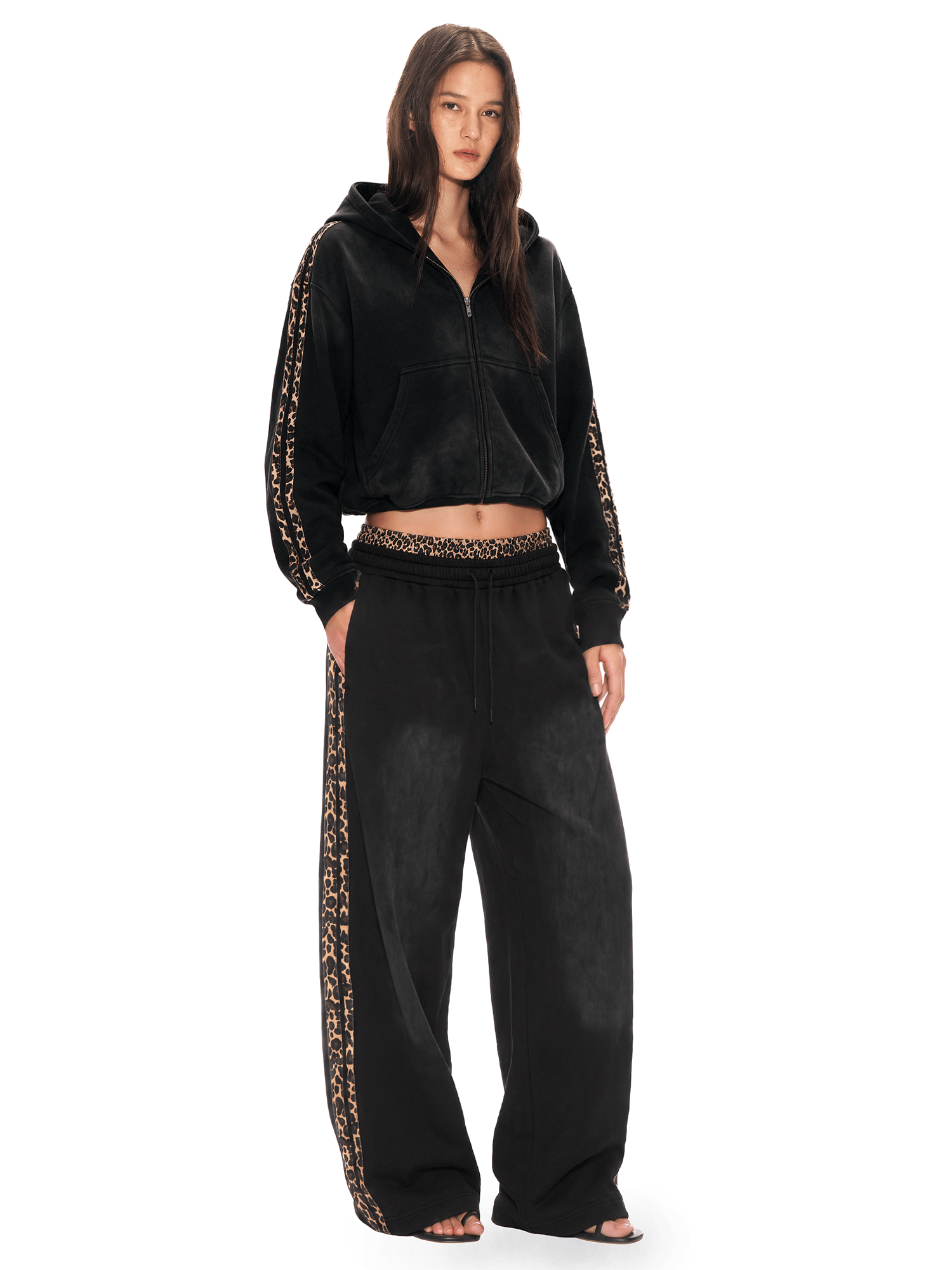 Washed Leopard Tape Hoodie