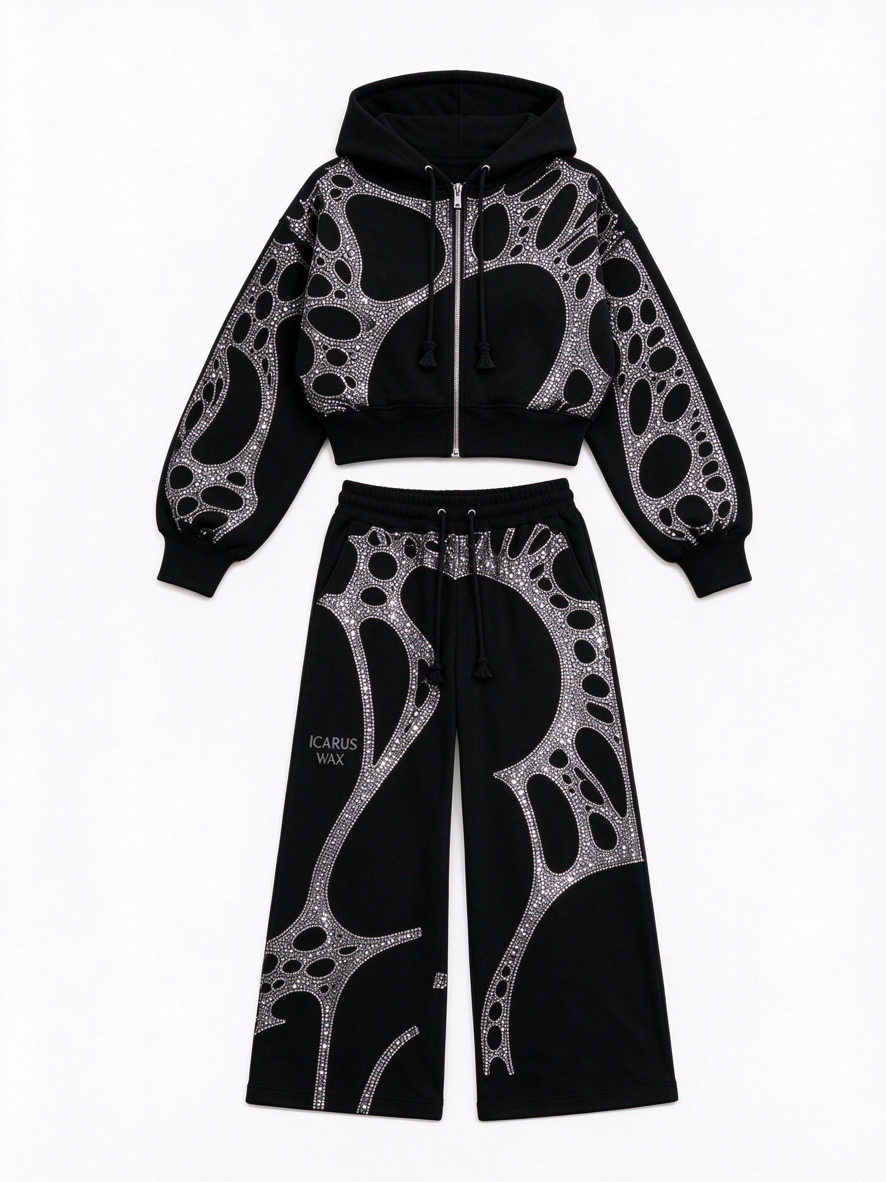 Ascent Black Rhinestone Cropped Set