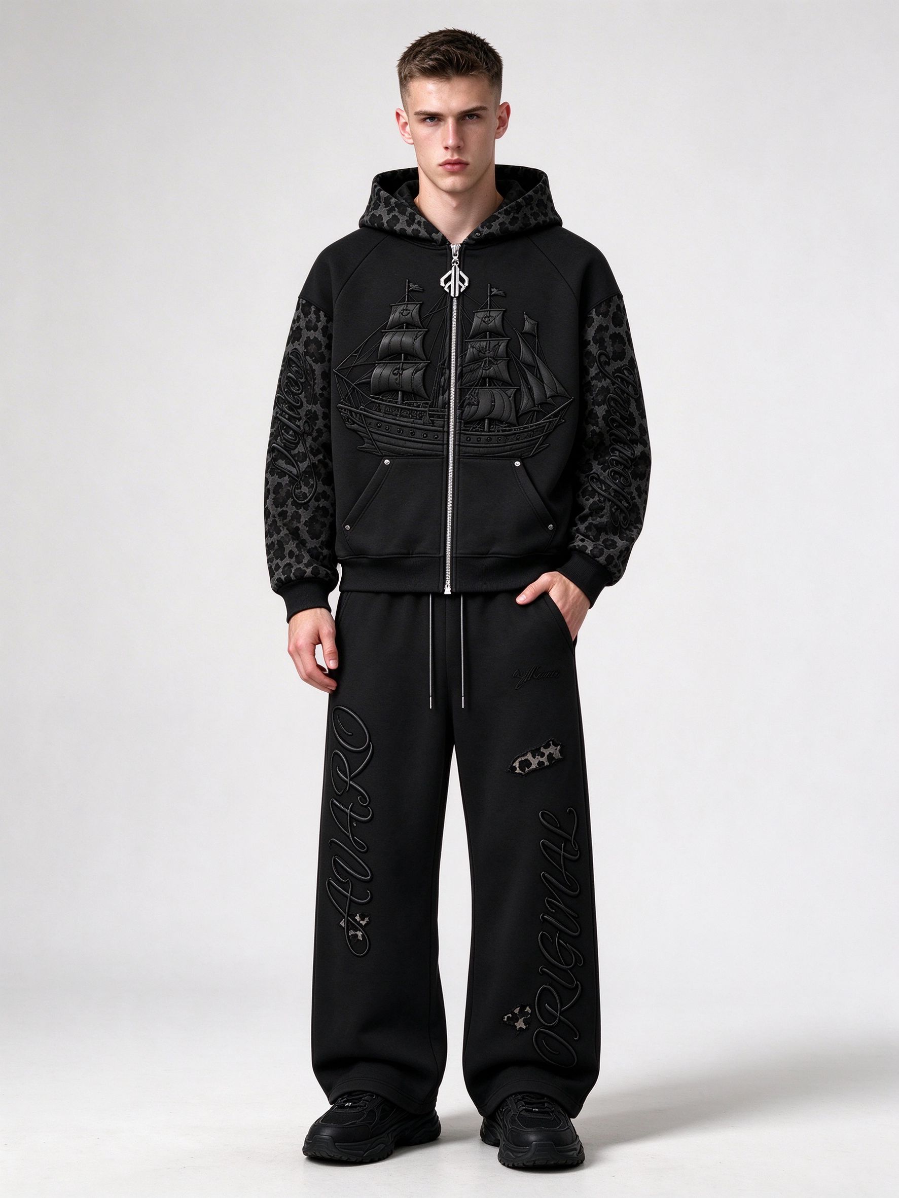 Sailboat Leopard Zip Set - 4
