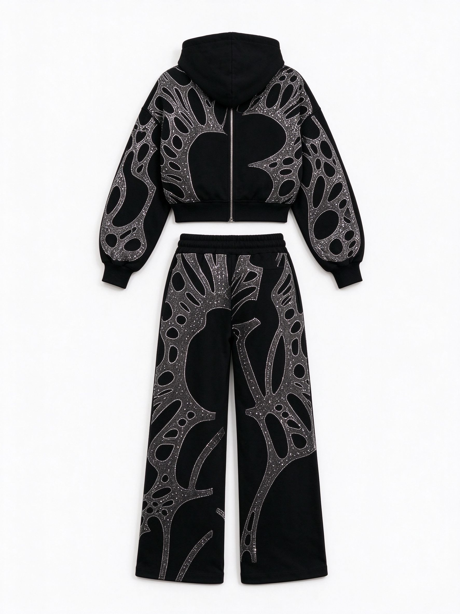 Ascent Black Rhinestone Cropped Set