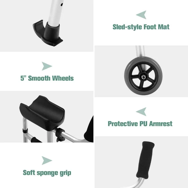 Eletriclife Height Adjustable Rolling Walker With Seat and Armrest Pad