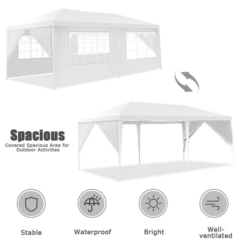 Eletriclife 10 x 20 Feet 6 Sidewalls Canopy Tent with Carry Bag