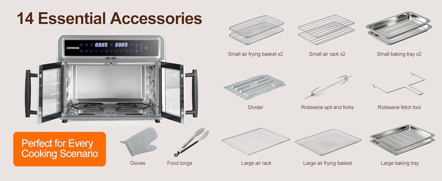 Easy Cleanup: Includes 14 essential accessories. all dishwasher safe for your convenience.
