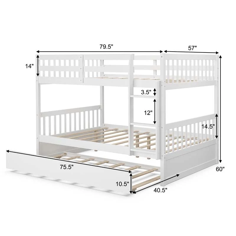 Eletriclife Full over Full Bunk Bed Platform Wood Bed