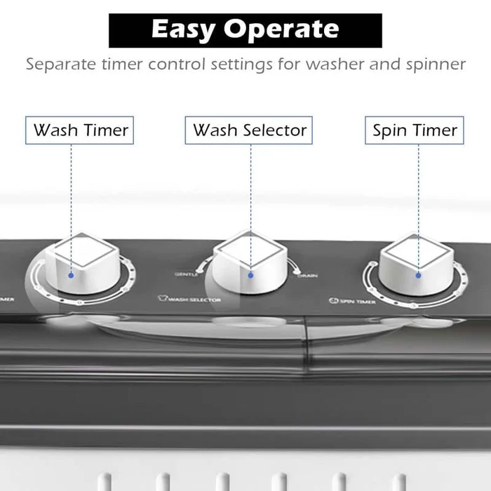 Eletriclife Portable Semi-Automatic Twin-tub Washing Machine