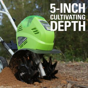 Greenworks 40V 10-inch Cordless Cultivator/Tiller with 40 Ah Battery and Charger, 27062 Greenworks 40V 10-inch Cordless Cultivator/Tiller with 40 Ah Battery and Charger, 27062