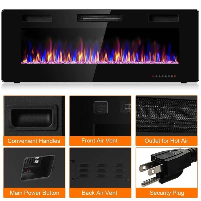 50 Inches Recessed Ultra Thin Electric Fireplace