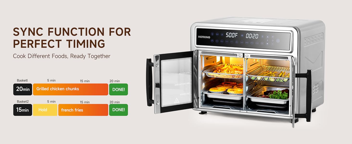SYNC FUNCTION .Cook two different foods in separate zones and have them ready together. fresh and hot
