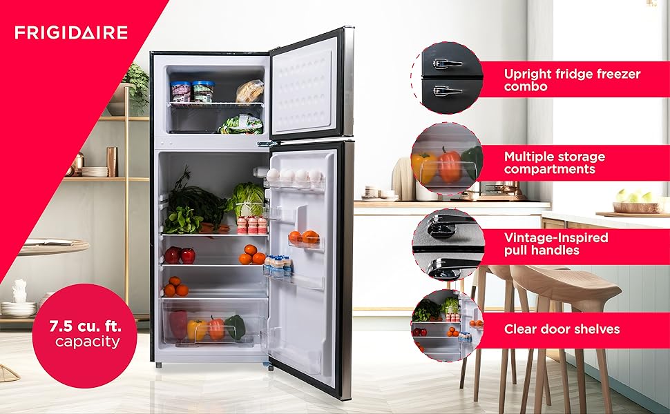 upright fridge freezer combo retro finish