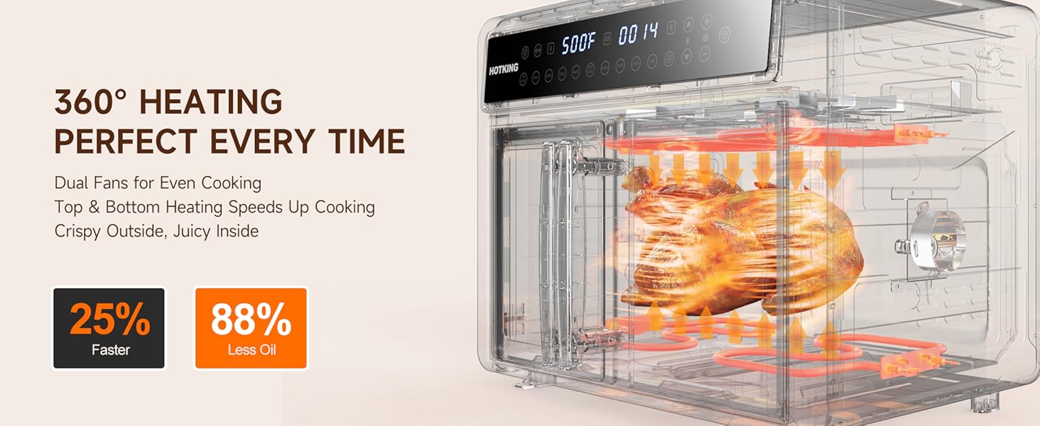 500°F Heat &amp;amp;amp; 360° Crisping .Cooks up to 80% faster than a traditional oven