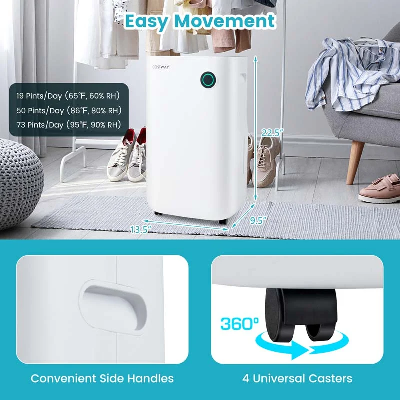 Eletriclife 4500 Sq. Ft Dehumidifier with 5 Modes and 3-Color Indicator Light