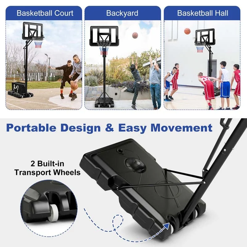 Eletriclife Portable Basketball Hoop with 8 to 10 Feet 5-Level Height Adjustable
