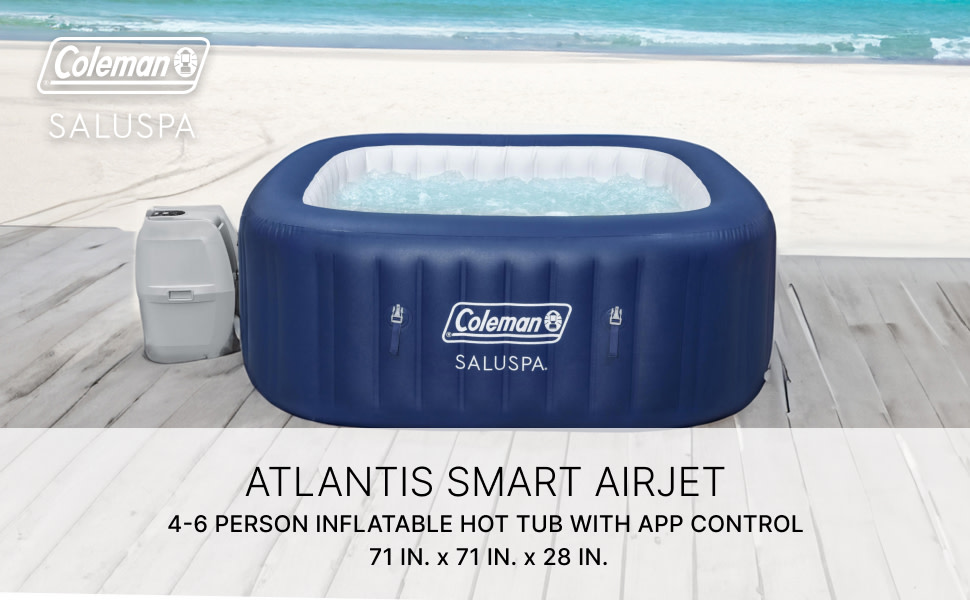 Coleman SaluSpa Atlantis AirJet Inflatable Hot Tub with 140 Soothing Jets. Blue