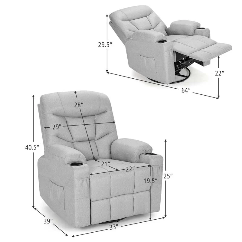 Eletriclife Massage Rocking Recliner Chair with Heat and Vibration