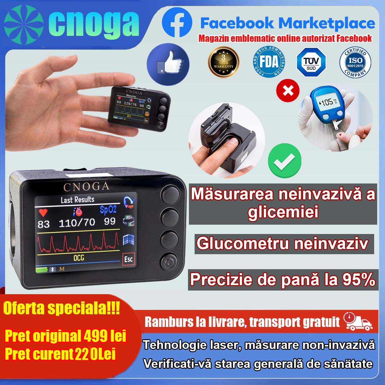 【CNOGA】Oximetru neinvaziv de glucoză din sânge