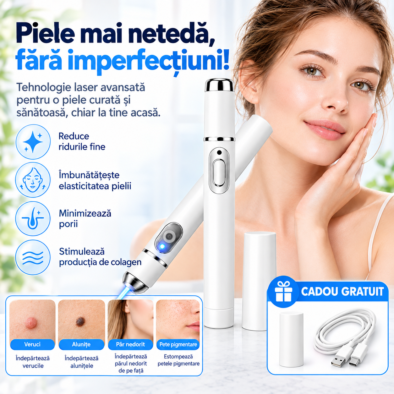 Stilou multifuncțional Omron™ pentru îndepărtarea alunițelor de pe întregul corp – cel mai nou model 2026. Soluție nedureroasă și non-invazivă pentru îngrijirea pielii. Permite tratarea rapidă a alunițelor, chiar din confortul casei, fără cicatrici.