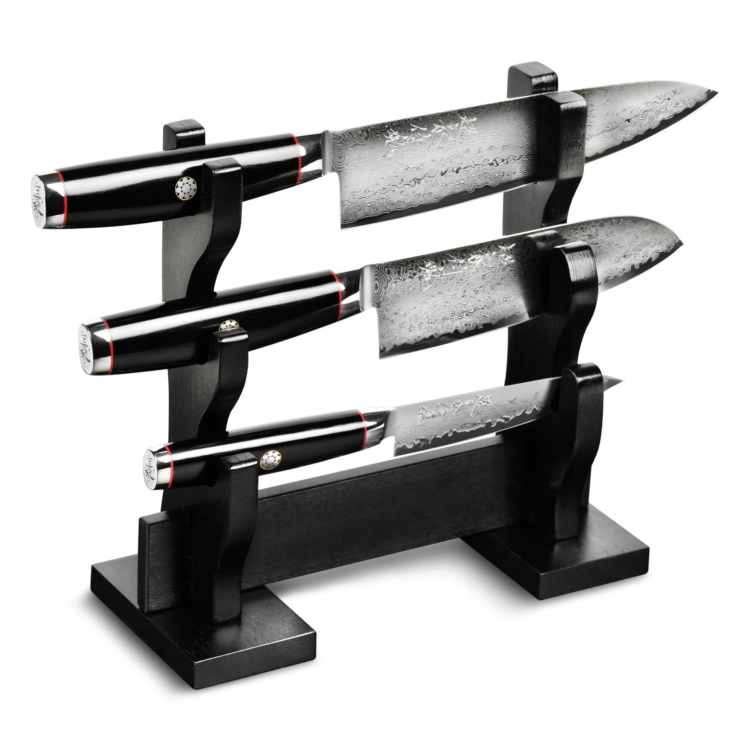 Conjunto de faca Yaxell Ypsilon SG2 de 3 peças com suporte para Katana japonês