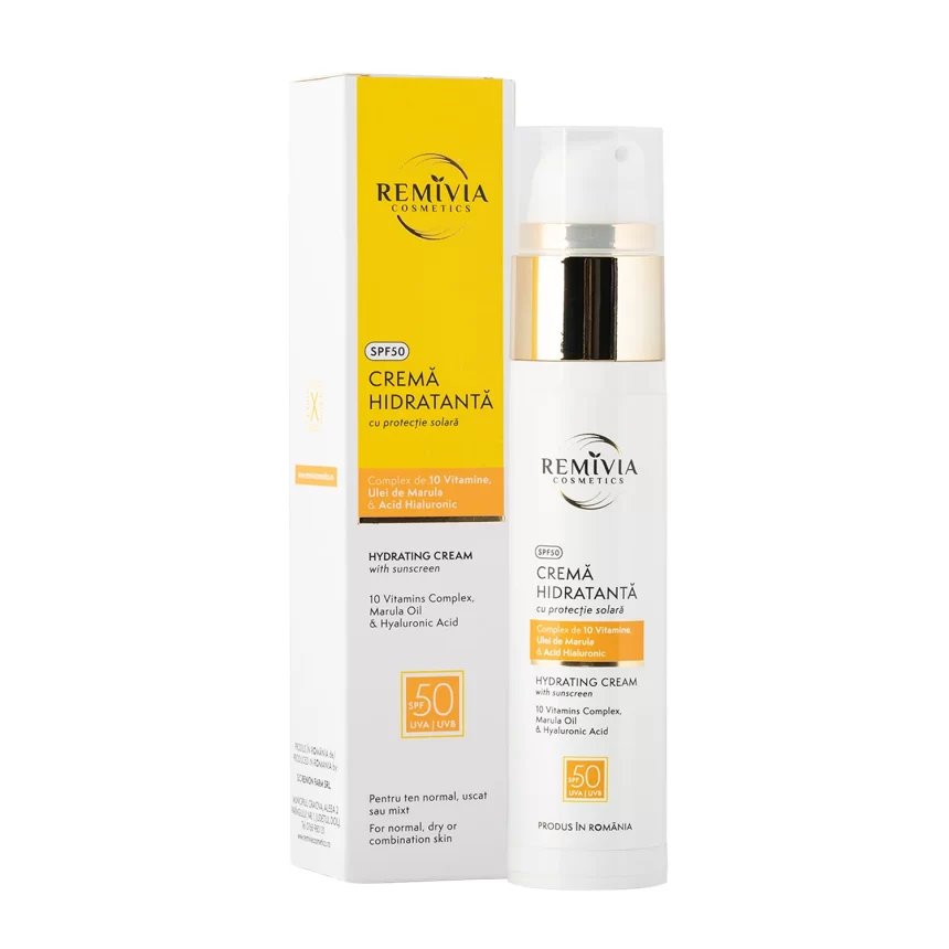 Cremă de față SPF 50, Cremă Hidratantă cu Protecție Solară cu Spectru Larg