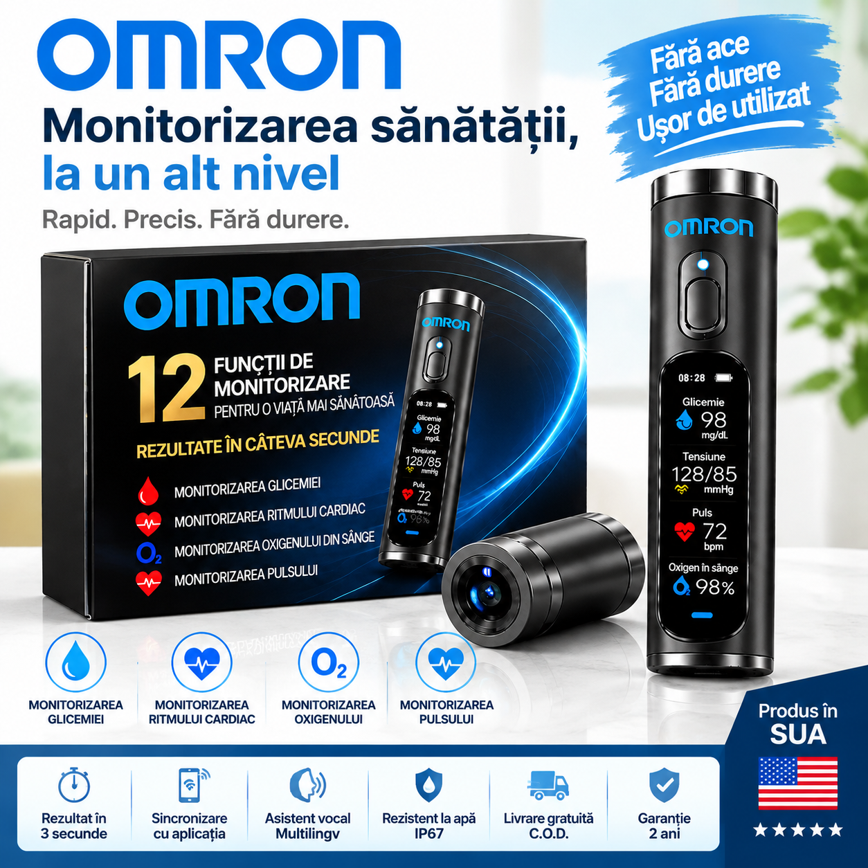 🔥Dispozitiv inteligent neinvaziv pentru monitorizarea glicemiei, cu o precizie de 99,9%