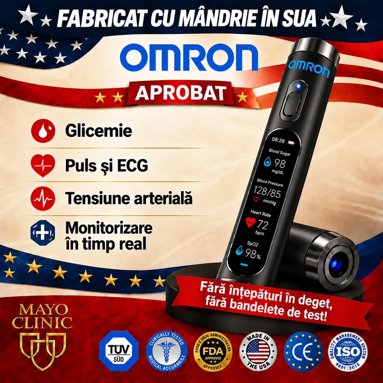 🔥Dispozitiv inteligent neinvaziv pentru monitorizarea glicemiei, cu o precizie de 99,9%