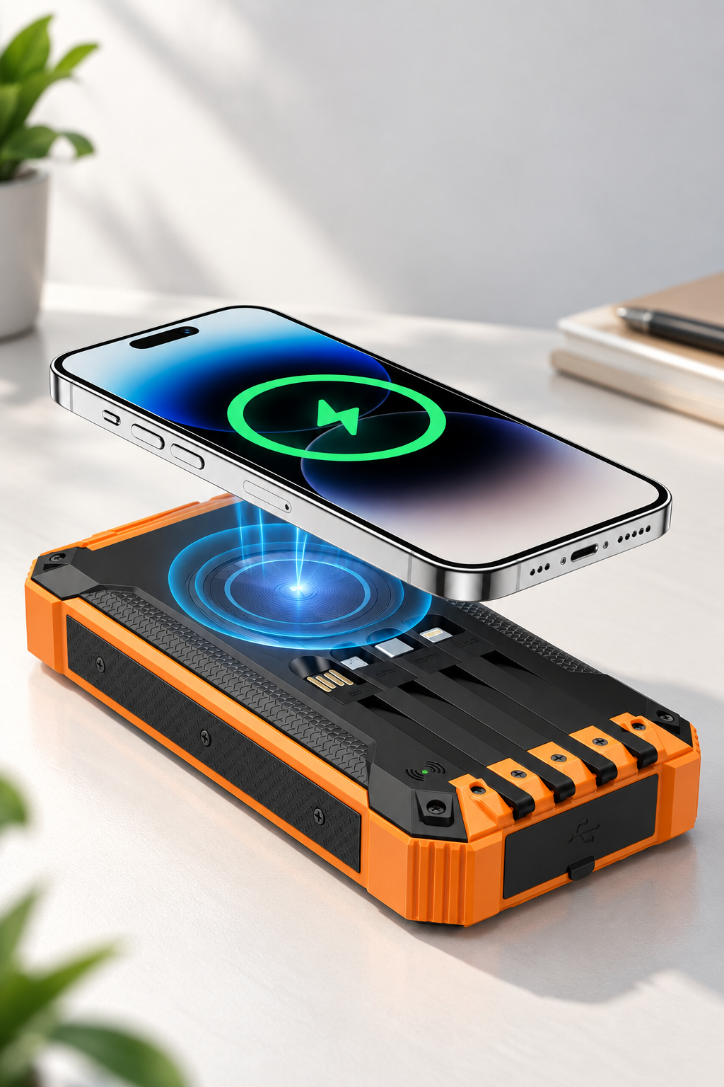 W22 solar power bank 15W wireless charging pad for phone