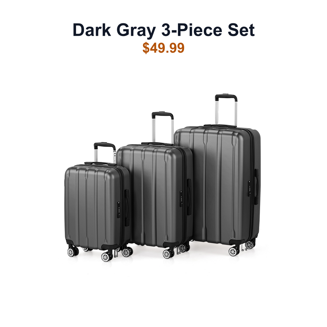 SKU image for Dark Gray three piece hardside luggage set